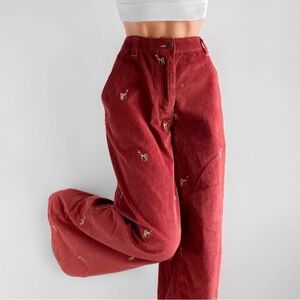 We The Free reindeer embroidered clifton wide leg corduroy rust color